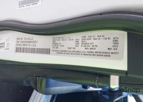 2021 Jeep Grand Cherokee L Overland 4X4 from USA, damaged, VIN 1C4RJKDG6M8122277